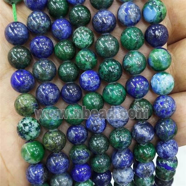 Azurite Beads Blue Green Dye Smooth Round