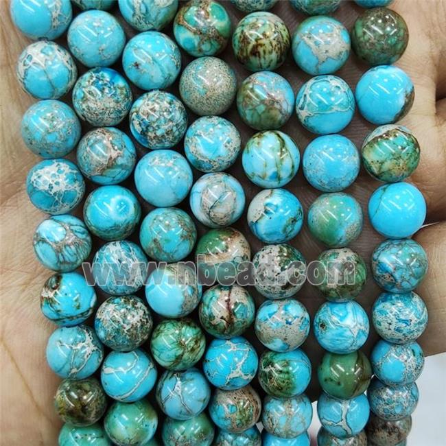 Blue Imperial Jasper Beads Smooth Round