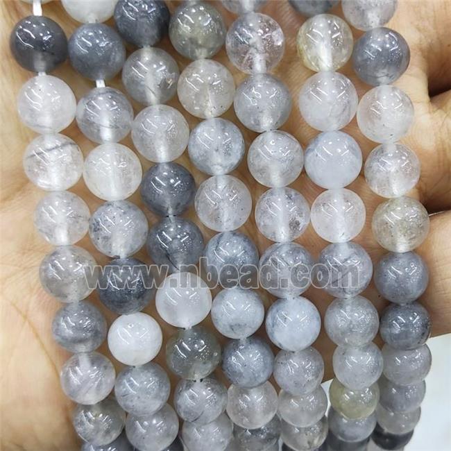 Natural Gray Cloudy Quartz Beads Smooth Round