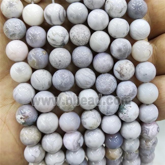 Natural White Crazy Lace Agate Beads Smooth Round