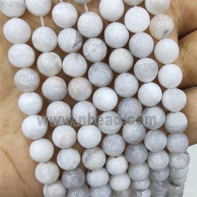 Natural Crazy Lace Agate Beads White Smooth Round