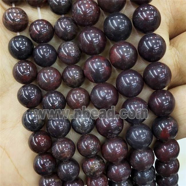 Natural Chinese Poppy Jasper Beads Smooth Round DarkRed
