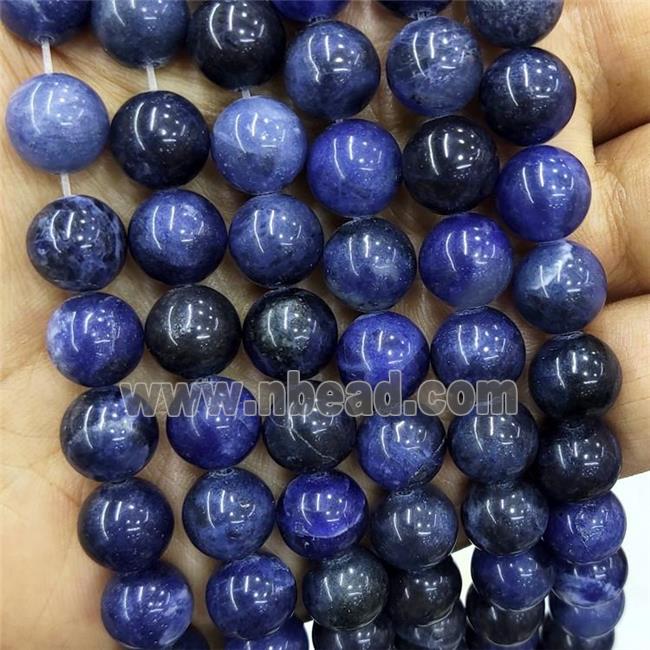 Natural Blue Sodalite Beads Smooth Round
