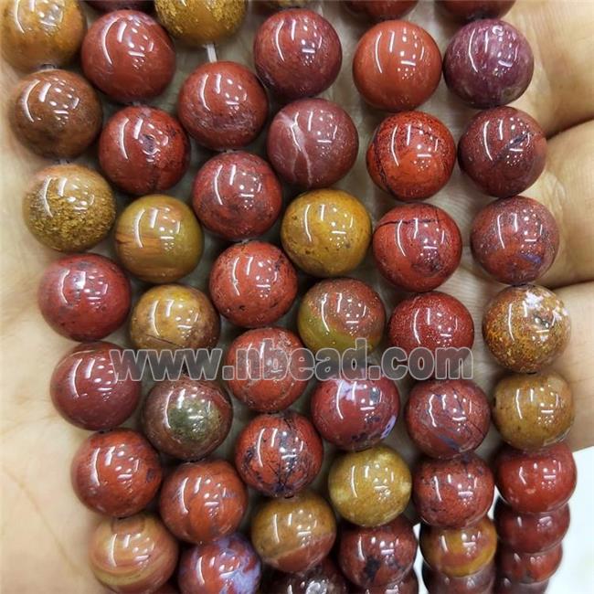 Red Nueva Agate Beads Smooth Round