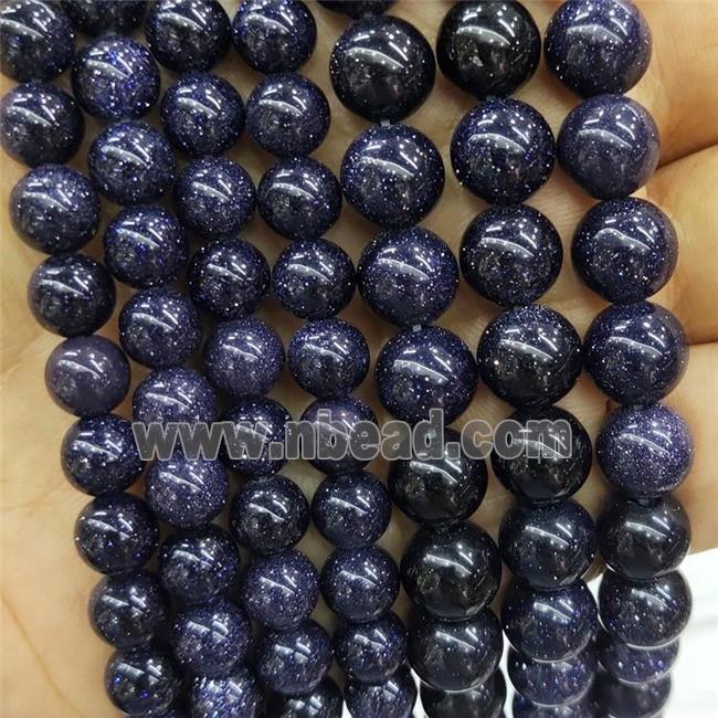 Blue Sandstone Beads Smooth Round