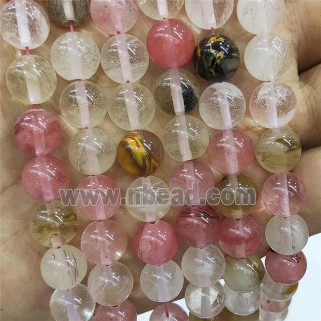 Synthetic Quartz Beads Tigerskin Smooth Round