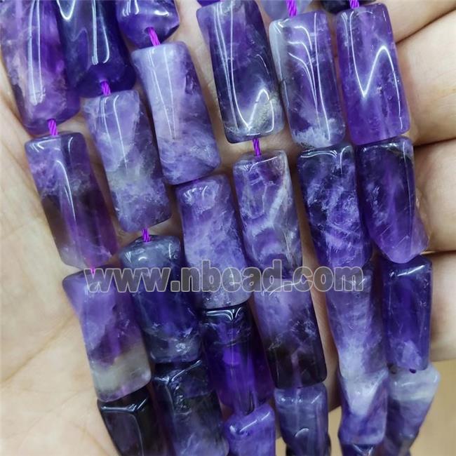 Natural Purple Amethyst Beads Twist Tube