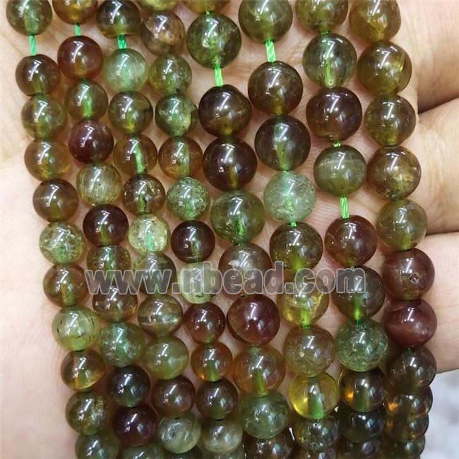 Natural Green Garnet Beads Smooth Round