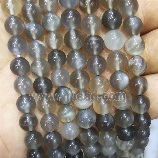 Natural Gray Moonstone Beads Smooth Round