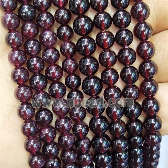 Natural Garnet Beads DarkRed Smooth Round