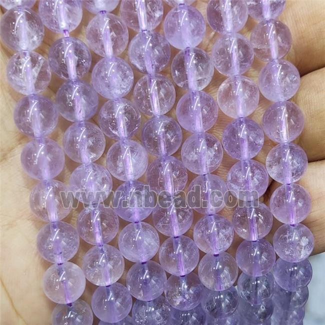 Natural Amethyst Beads Lt.purple Smooth Round