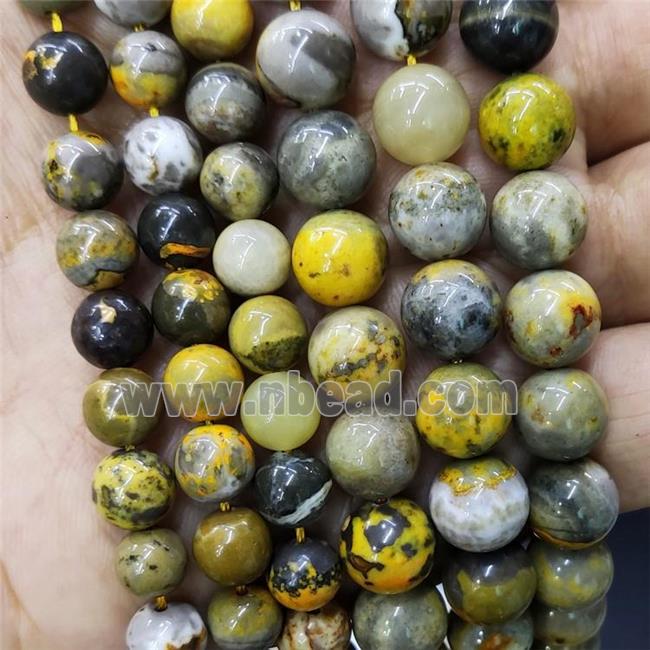 Natural Indonesia Bumblebee Jasper Beads Yellow Smooth Round