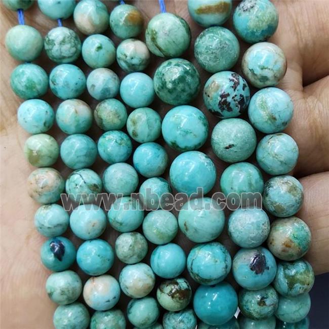 Natural Peru Turquoise Beads Green Smooth Round AA-Grade