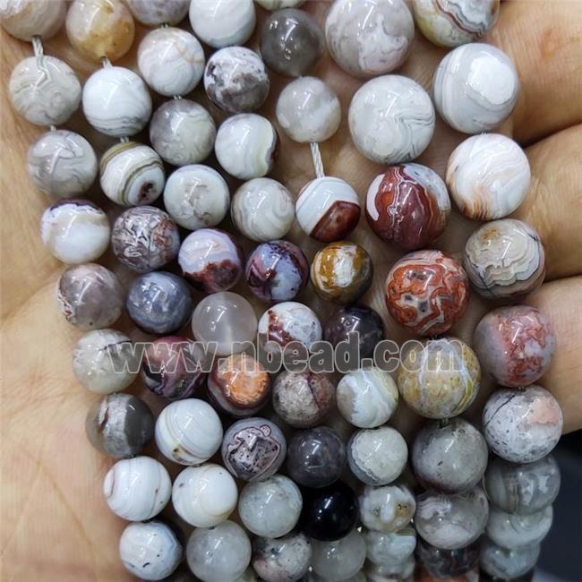 Natural Mexican Crazy Lace Agate Beads Smooth Round