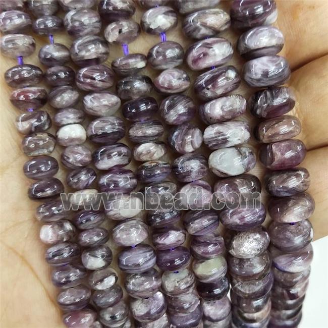 Natural Peruvian Lepidolite Beads Smooth Rondelle Purple