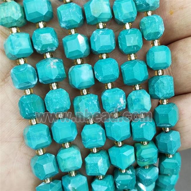 Green Magnesite Turquoise Cube Beads Dye Faceted