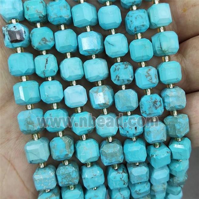 Blue Magnesite Turquoise Cube Beads Faceted