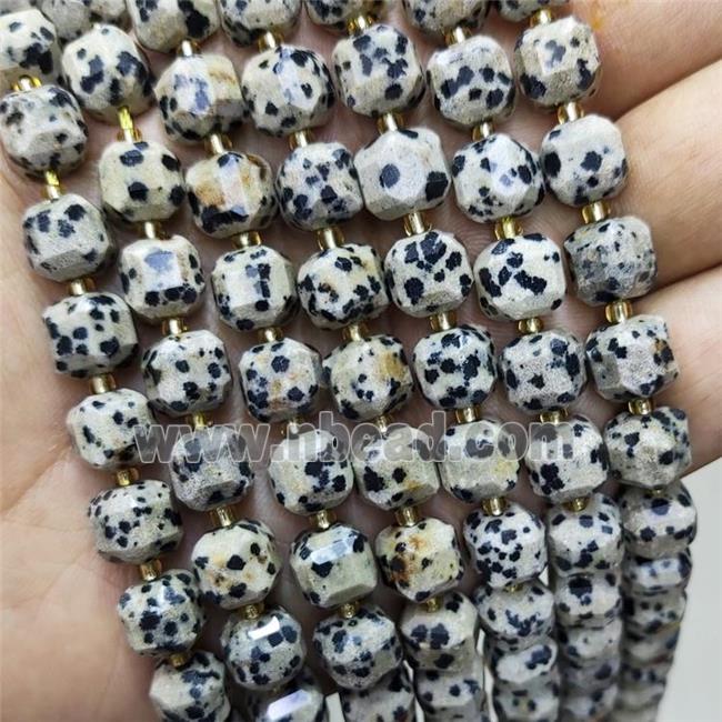 Natural Black Dalmatian Jasper Beads Faceted Cube