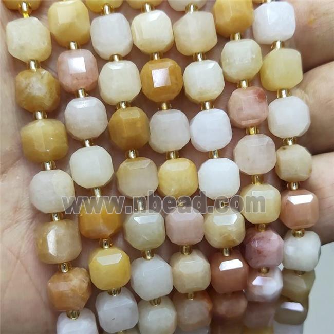 Natural Aventurine Beads Faceted Cube Multicolor