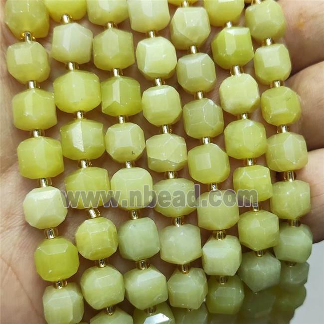Lemon Jade Beads Faceted Cube
