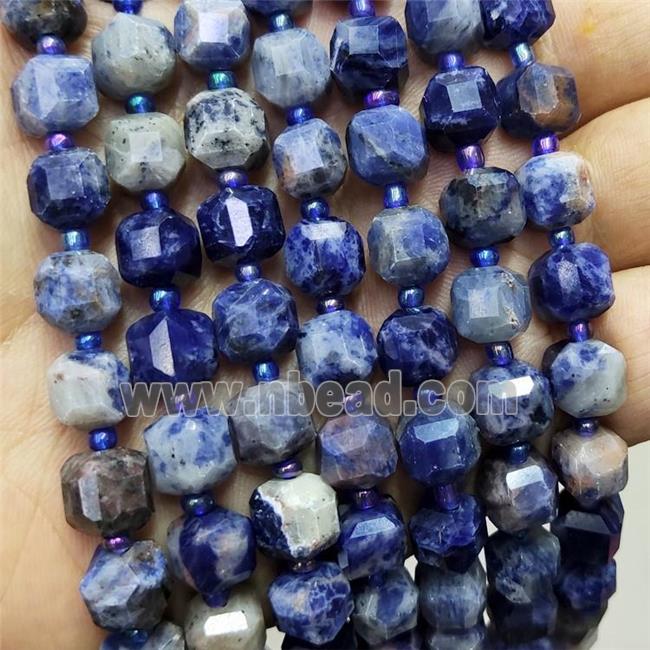 Natural Blue Sodalite Beads Faceted Cube
