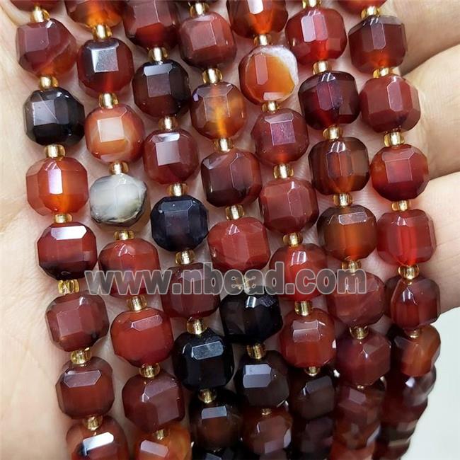 Red Agate Beads Faceted Cube