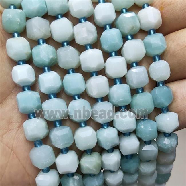 Natural Blue Amazonite Beads Faceted Cube