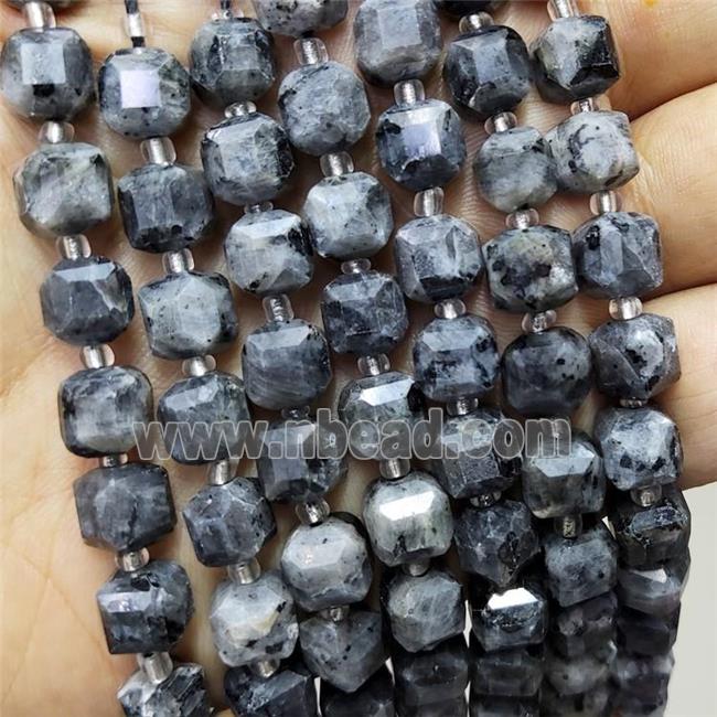 Natural Black Labradorite Beads Larvikite Faceted Cube