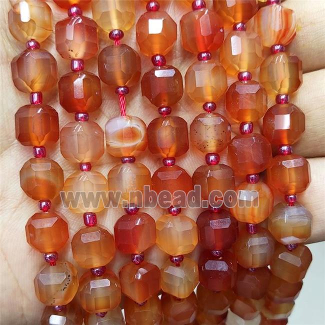Red Agate Beads Faceted Cube Dye
