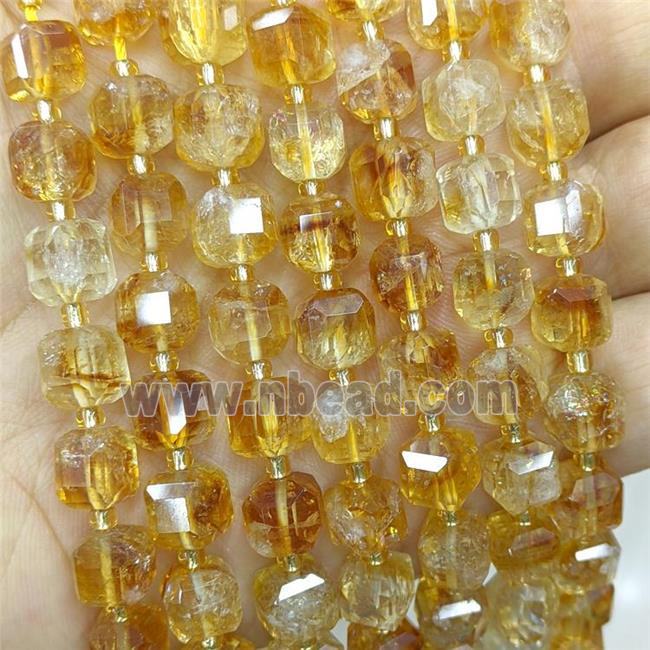 Natural Yellow Citrine Beads Faceted Cube