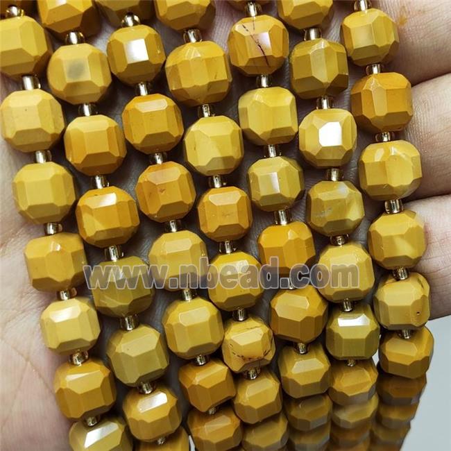 Natural Yellow Mookaite Beads Faceted Cube