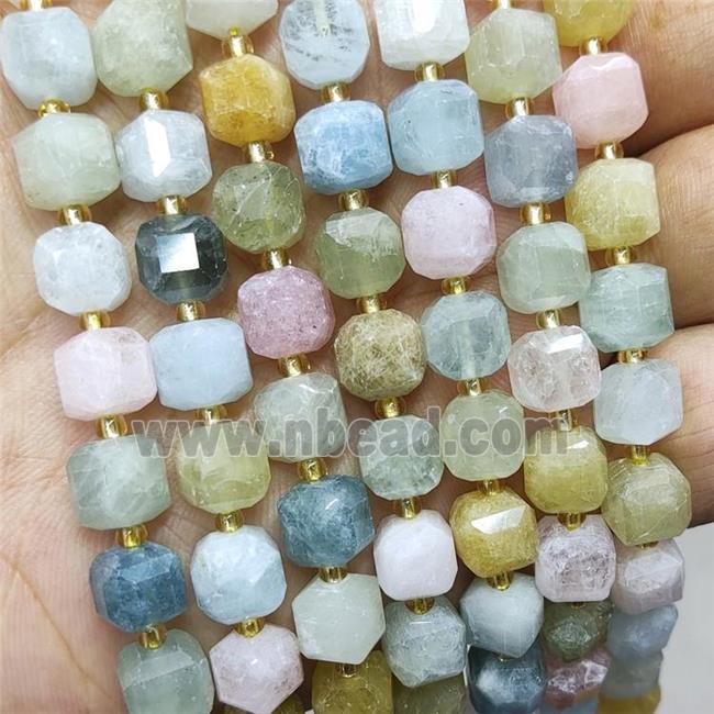 Natural Morganite Beads Faceted Cube Multicolor