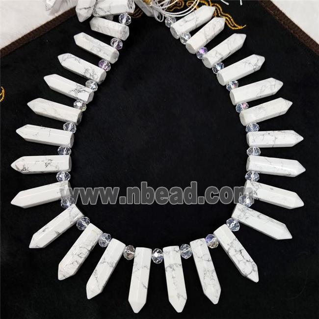 White Howlite Turquoise Bullet Beads