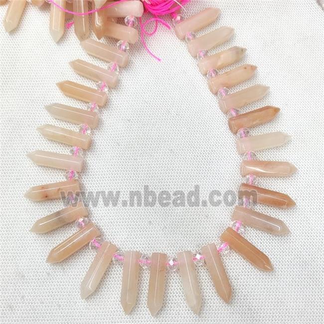 Natural Pink Aventurine Bullet Beads