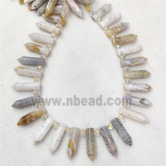 Natural Bamboo Agate Bullet Beads