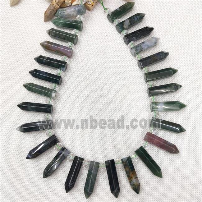Natural Moss Agate Bullet Beads