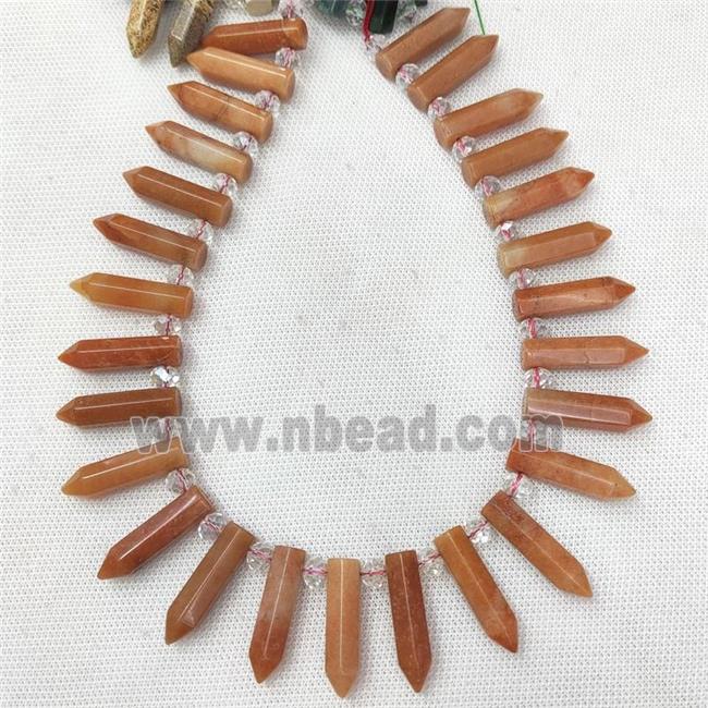 Natural Peach Aventurine Bullet Beads