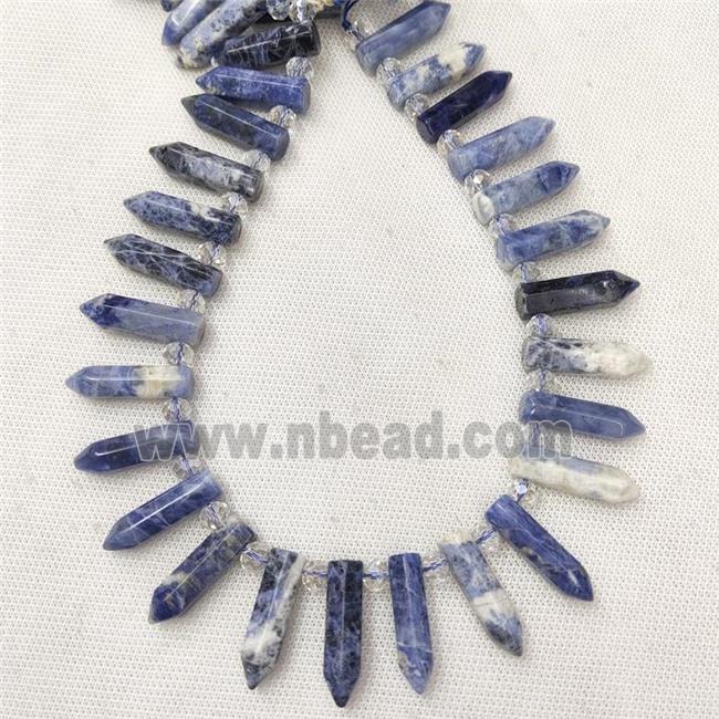 Natural Blue Sodalite Bullet Beads