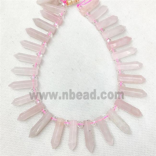 Natural Pink Rose Quartz Bullet Beads