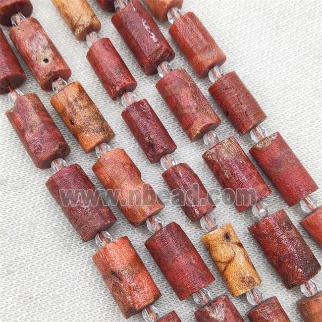 Natural Coral Column Beads Tube Red
