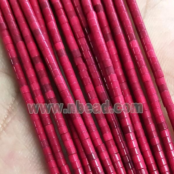 Red Oxidative Agate Tube Beads