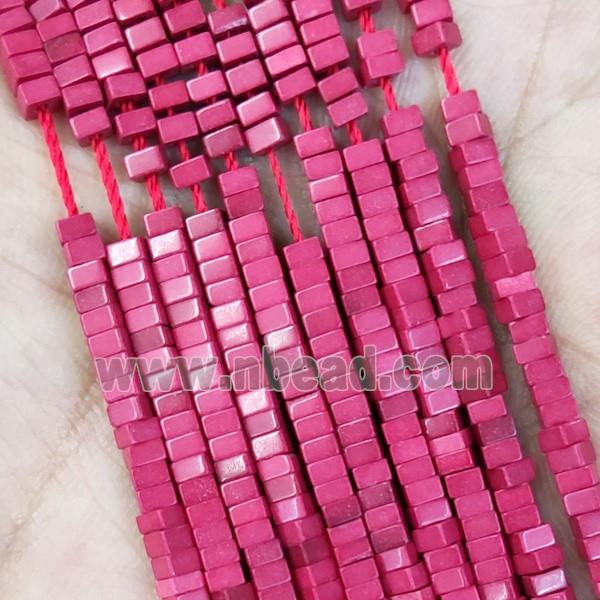 Red Oxidative Agate Square Beads