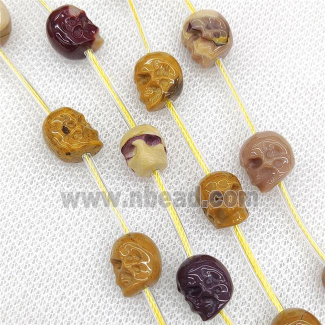 Natural Mookaite Skull Beads Carved