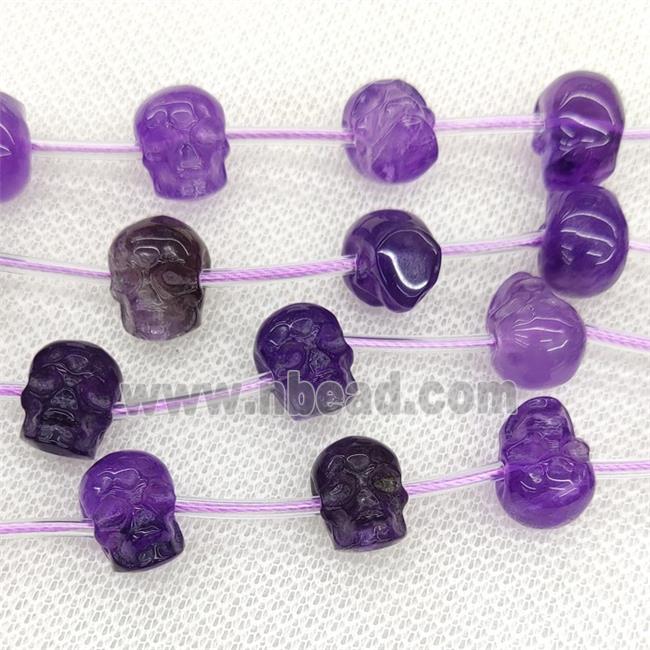 Natural Purple Amethyst Skull Beads Carved