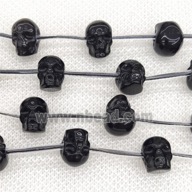 Natural Black Obsidian Skull Beads Carved
