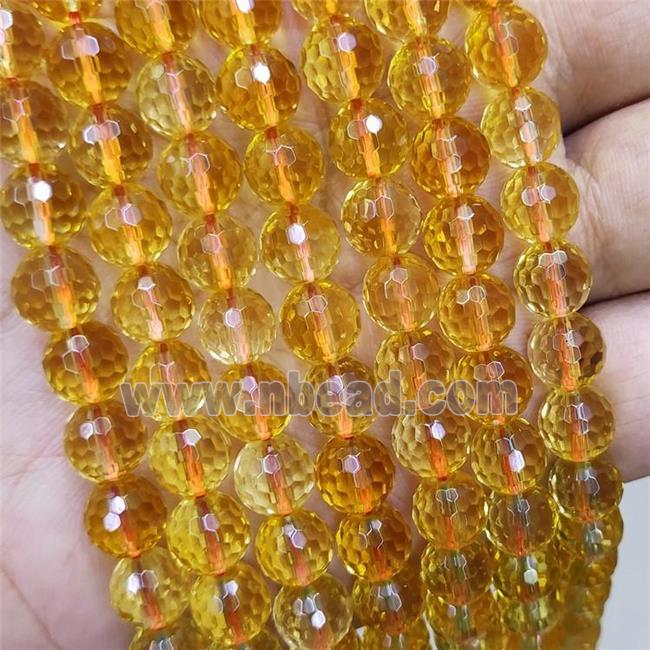 Natural Citrine Beads Yellow Heat Treated Faceted Round