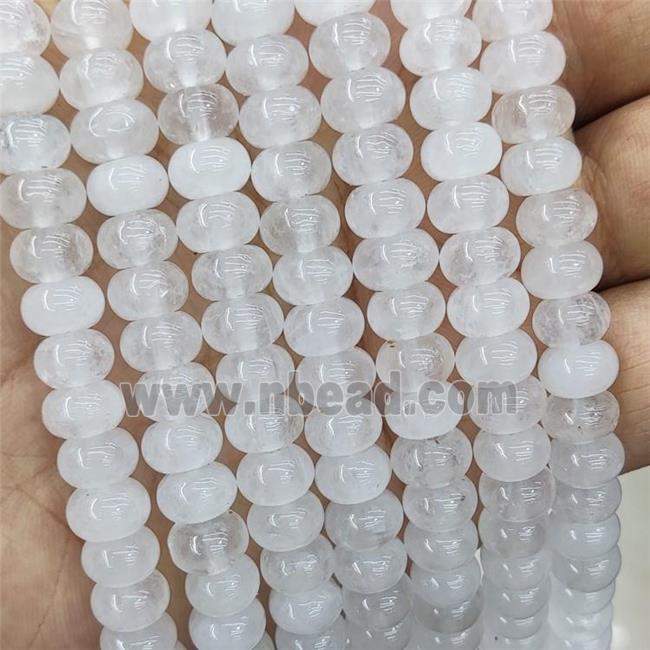 White Quartzite Jade Beads Smooth Rondelle