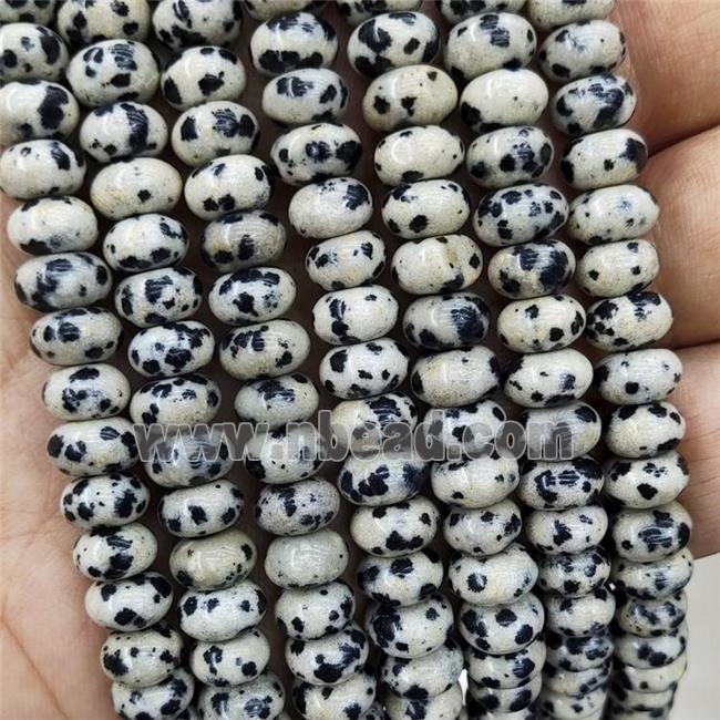 Black Dalmatian Jasper Beads Smooth Rondelle