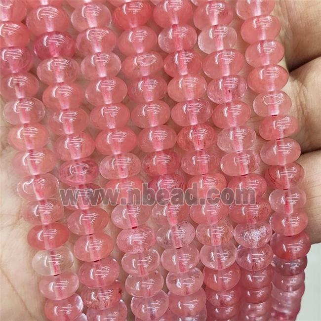 Synthetic Quartz Beads Pink Smooth Rondelle