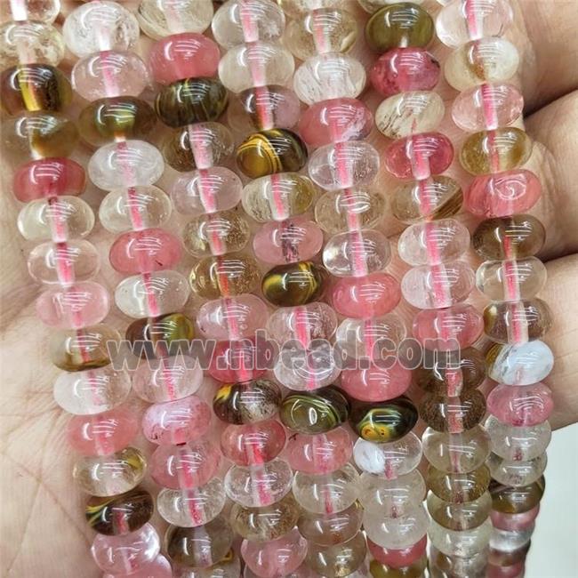 Synthetic Quartz Beads Tigerskin Smooth Rondelle